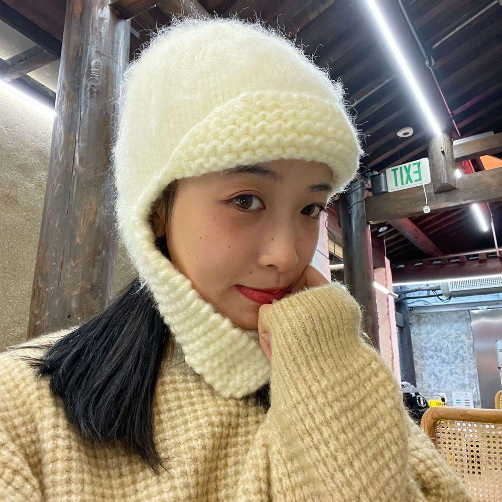 IVORY Mũ Len Beanie Nữ Giữ Ấm Tai Dễ Thương