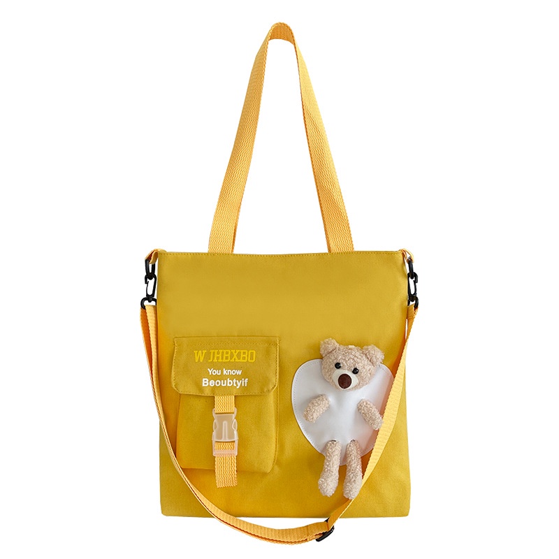 Túi Vải Đeo Chéo Hình Gấu Bông Dễ Thương Cho Nữ