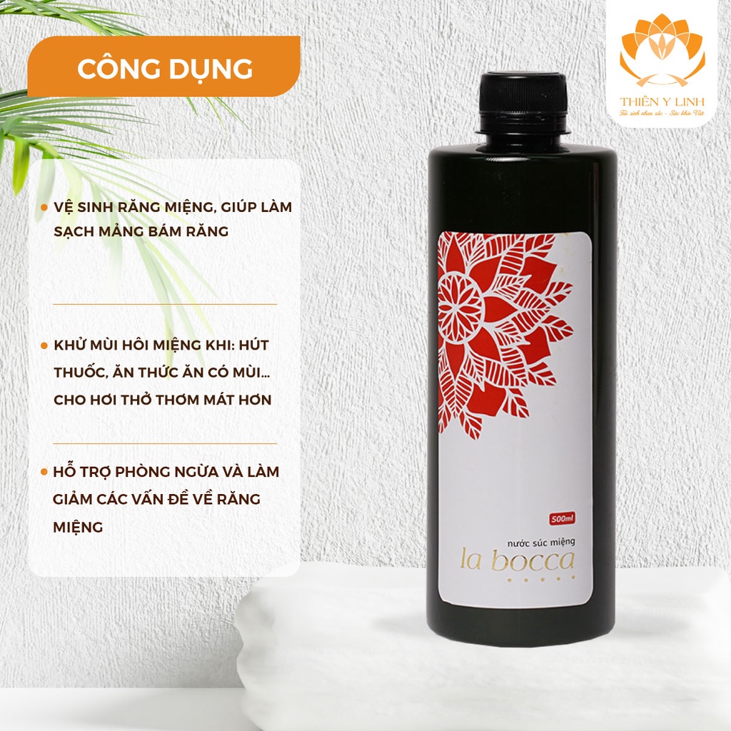 Nước súc miệng thảo dược La Bocca 500ml tẩy trắng răng, thơm miệng - Thiên Y Linh TYL004