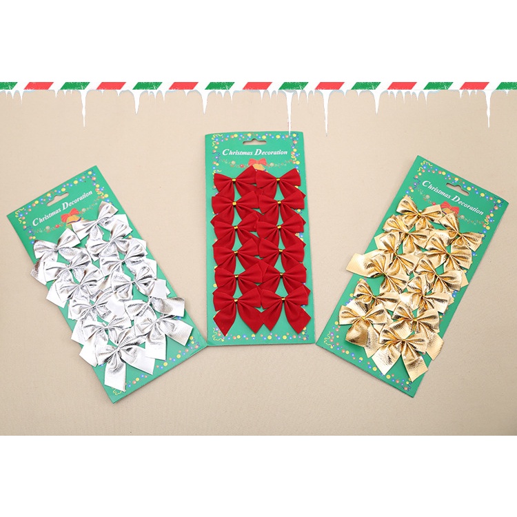 Set 12 nơ trang trí tiệc/ cây thông noel phù hợp làm quà tặng giáng sinh