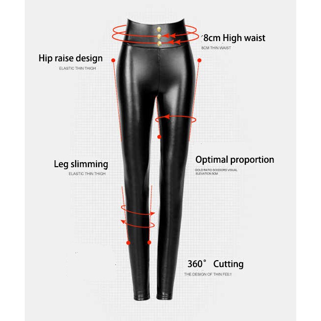 Women Leather Skinny Pants PU High Waists Fleece Waterproof Long Legging Pants | BigBuy360 - bigbuy360.vn