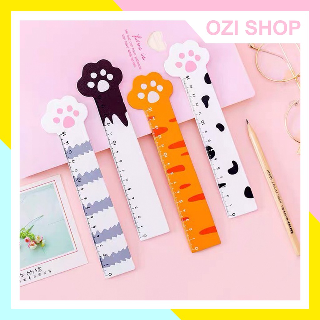 Thước gỗ hình chân mèo đáng yêu (15cm) #5