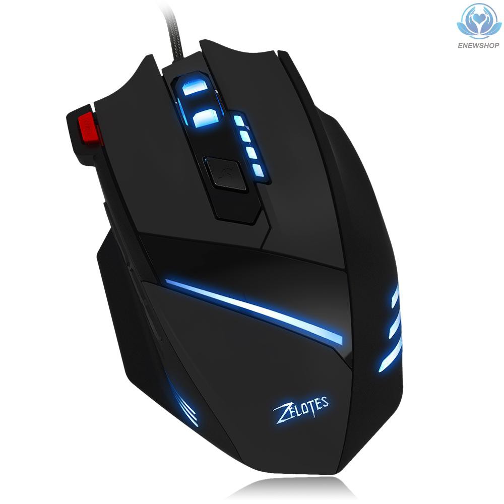 【enew】ZELOTES T-60 3200DPI Wired Gaming Mouse Optical Adjustable USB Computer Programmable LED Backlight Mice 7 Buttons Gaming Mouse for PC Laptop Gamer