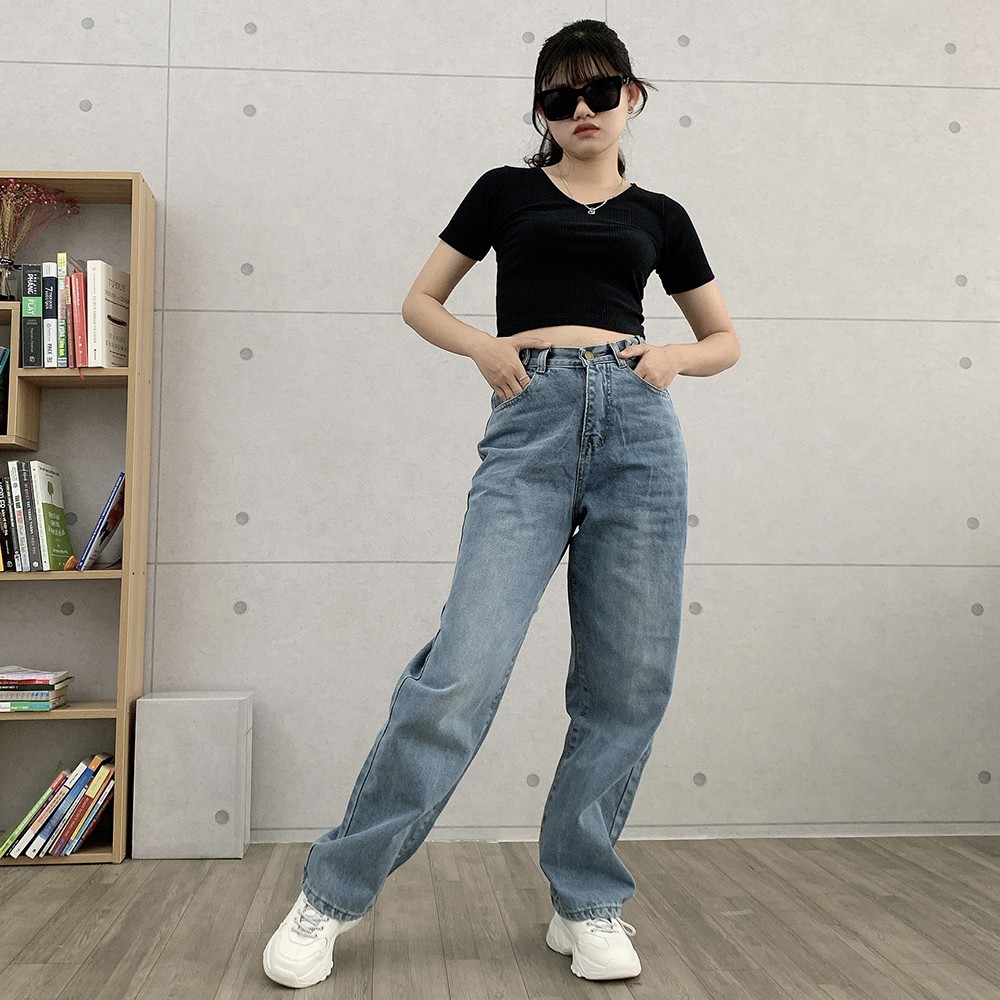 Quần jean nữ ống rộng kiểu baggy suông lưng cao đẹp AH1500-6F5
