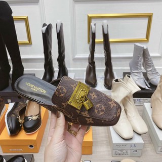 Sục da LV nữ mũi vuông đế thấp fullbox