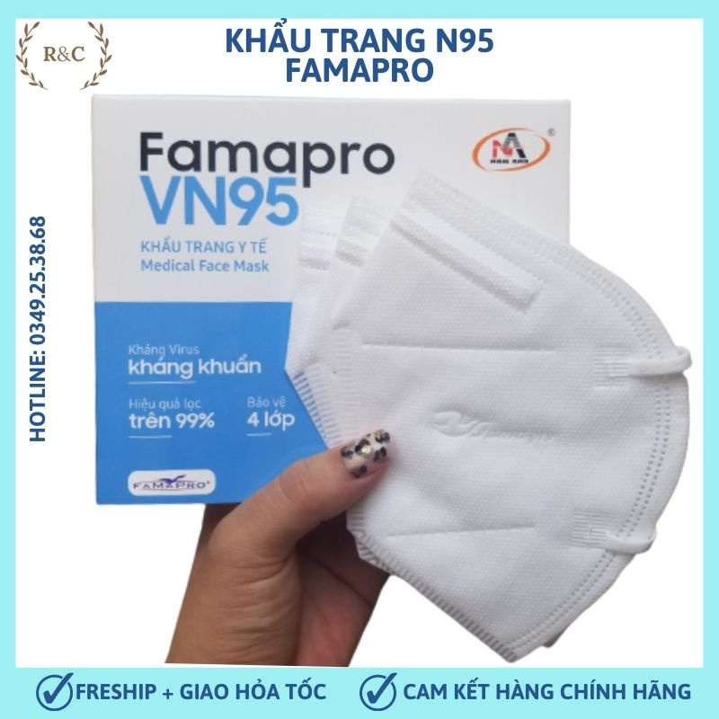 Khẩu Trang N95 Chính Hãng Famapro Kháng Khuẩn Chống Nắng Chống Bụi Siêu Mịn Hộp 10 Cái