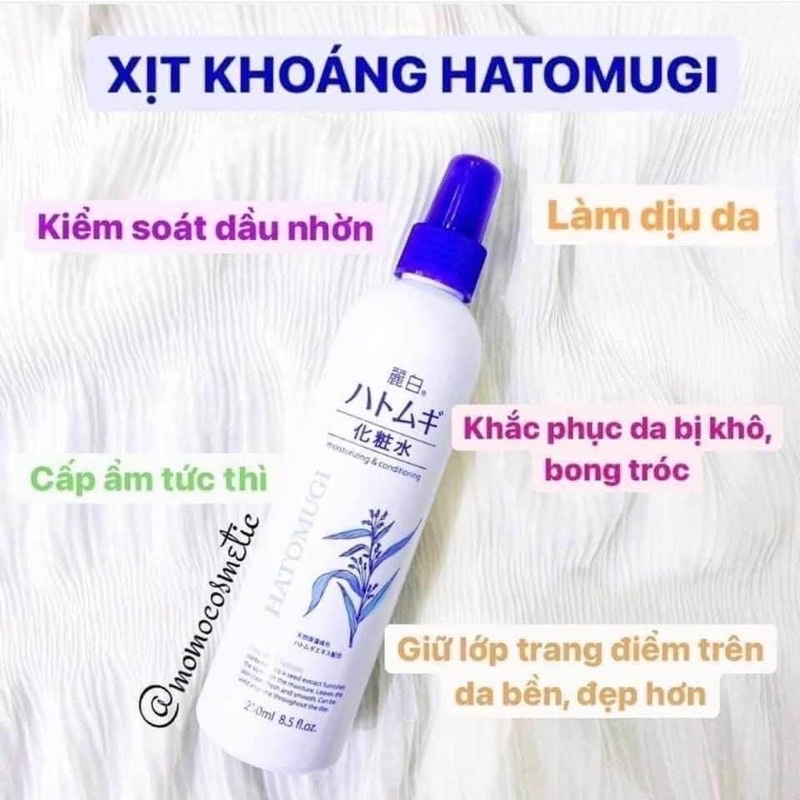 Xịt khoáng dưỡng ẩm và làm sáng da Reihaku Hatomugi 250ml