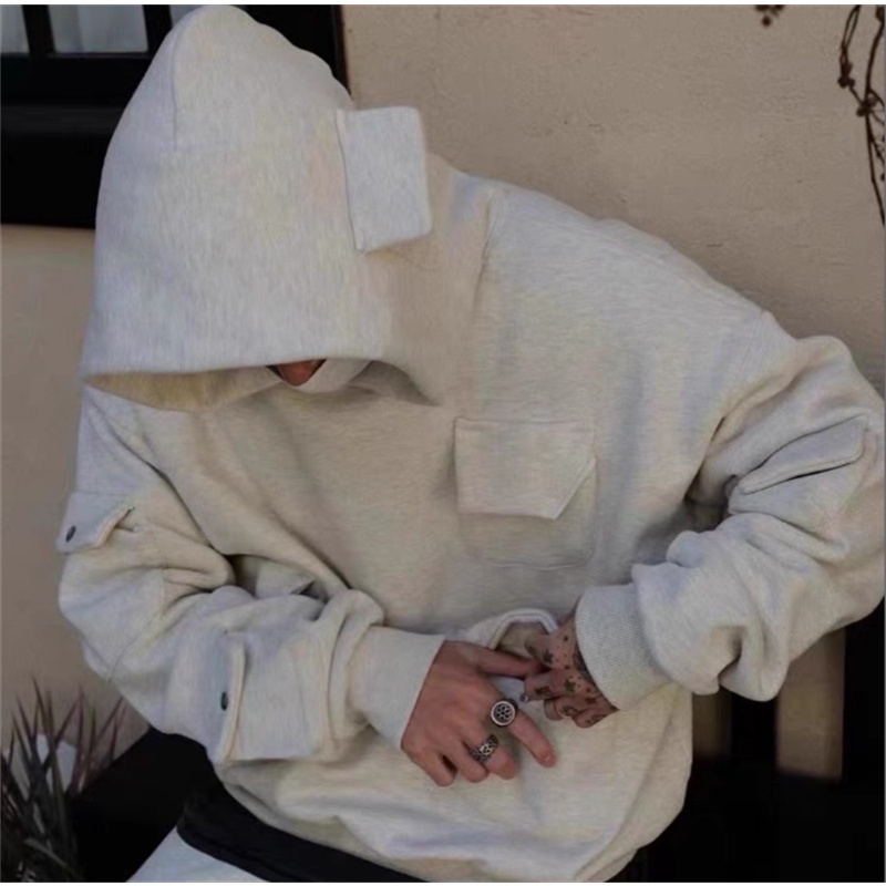 Hàng Bán Chạy Áo Hoodie Cotton Plus Size Tay Dài Dáng Rộng Nhiều Túi Cổ Điển Cho Nam Và Nữ