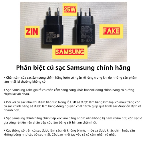 Bộ sạc nhanh 25w chính hãng Samsung MADE IN VIETNAM không kén sạc không gây nóng máy, loạn cảm ứng đơ màn hình.