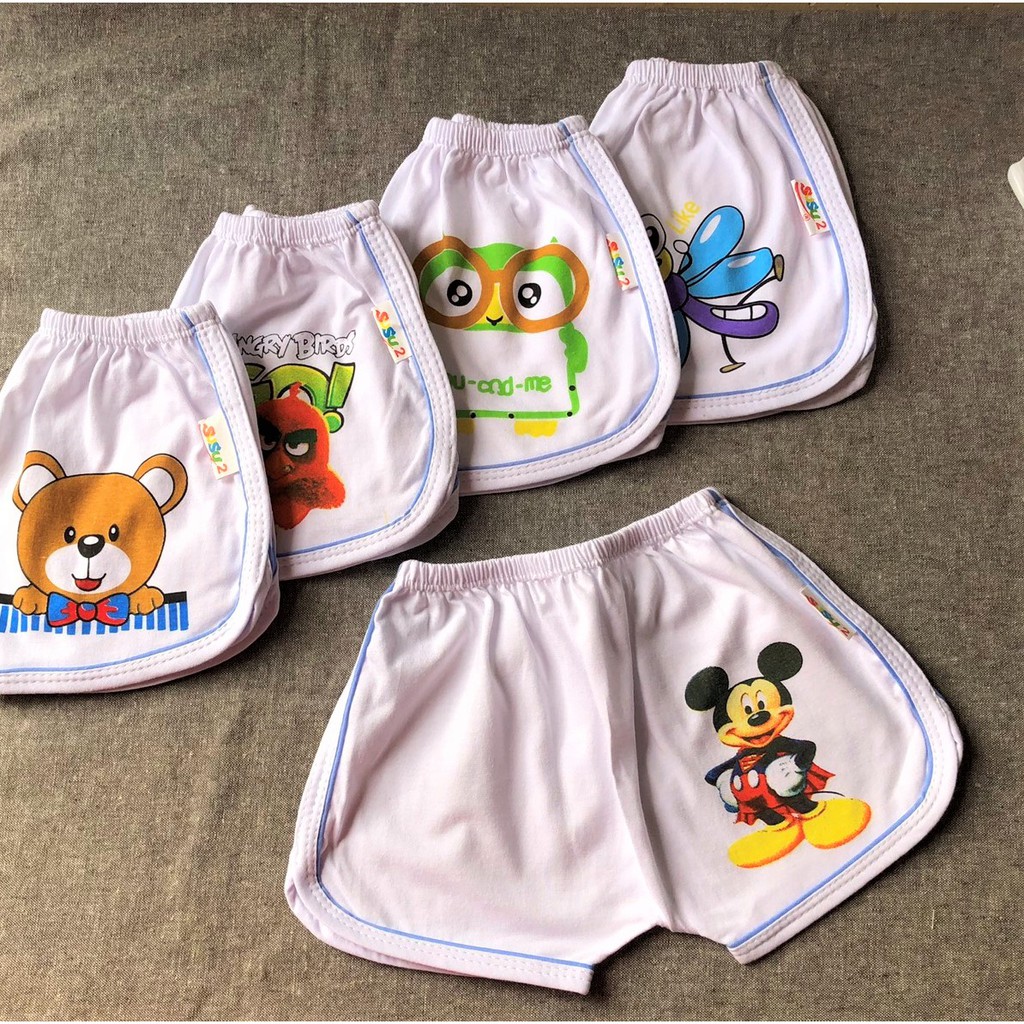 COMBO 10 Quần đùi cotton SUSU | Mẫu Thể thao trắng viền đôi | Size 1-8 cho bé 5-21kg| chất vải mềm, mịn, mát