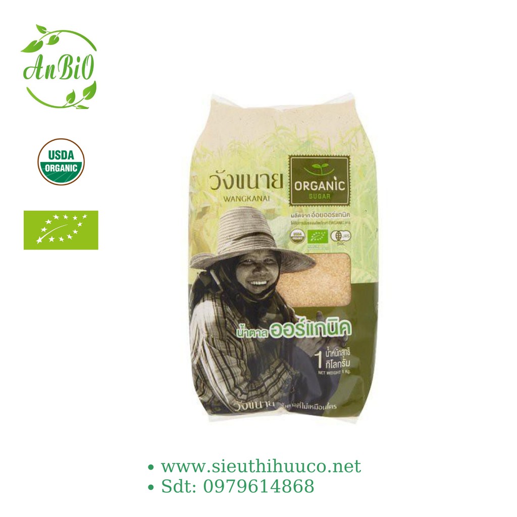 Đường Mía Thô Hữu Cơ Thái Wangkanai Organic-Sugar-USDA-EU-JAS(1kg)