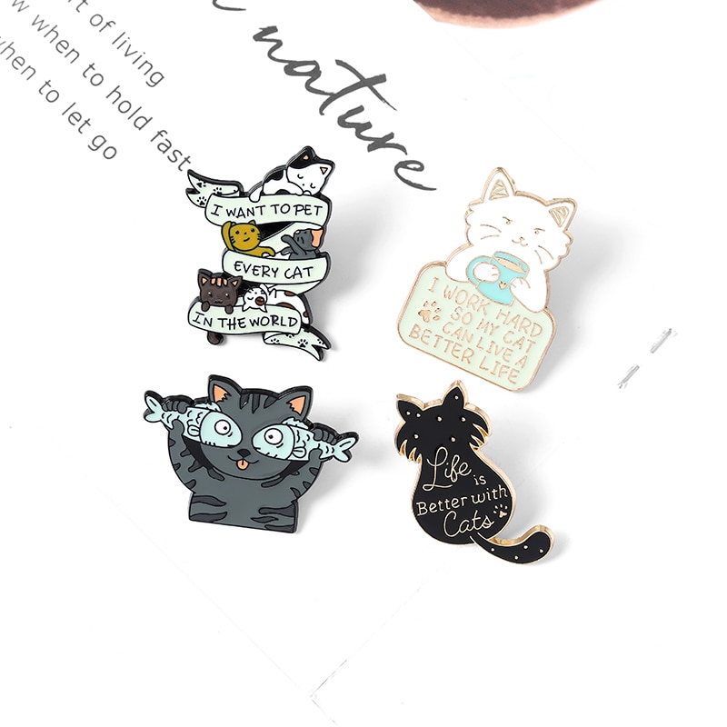 Trâm Cài Áo QIHE JEWELRY Hình Mèo Dễ Thương Cho Bé