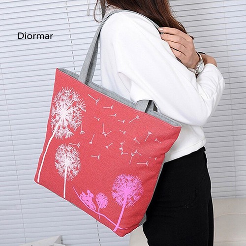 Túi tote đeo vai vải canvas in hình hoa bồ công anh thời trang cho nữ