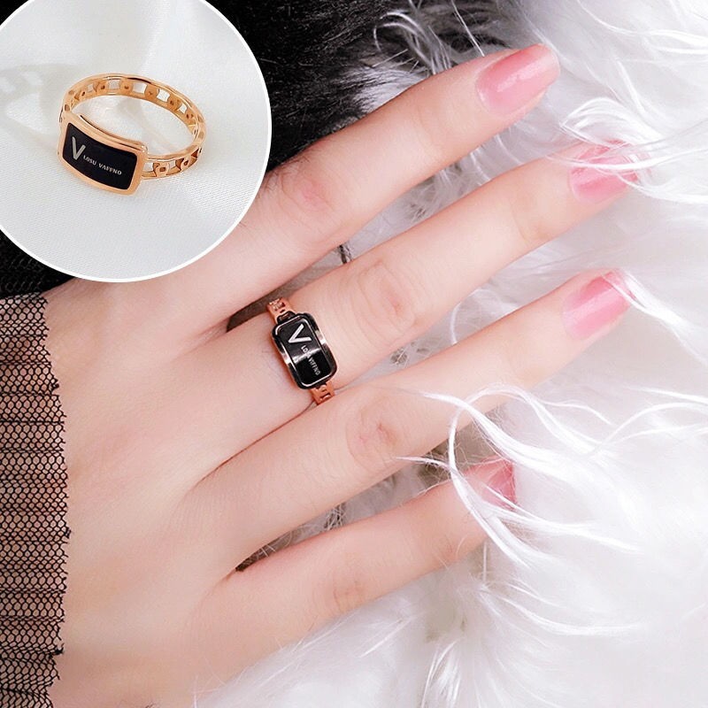 [Non-allergic and non-fading] Rose gold ring female tail ring index finger ring joint ring couple girlfriend ring v