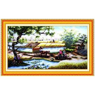 Tranh đính đá phong cảnh đồng quê H728