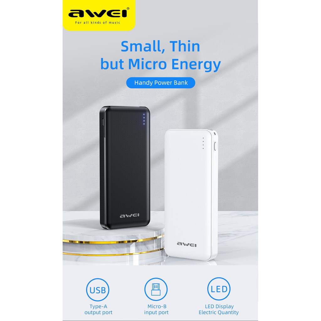 Sạc Dự Phòng Awei P3K 5000mah Dành Cho Điện Thoại