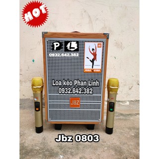 Loa kéo di động Jbz 0803 bass 2 tất kèm 2 micro không dây