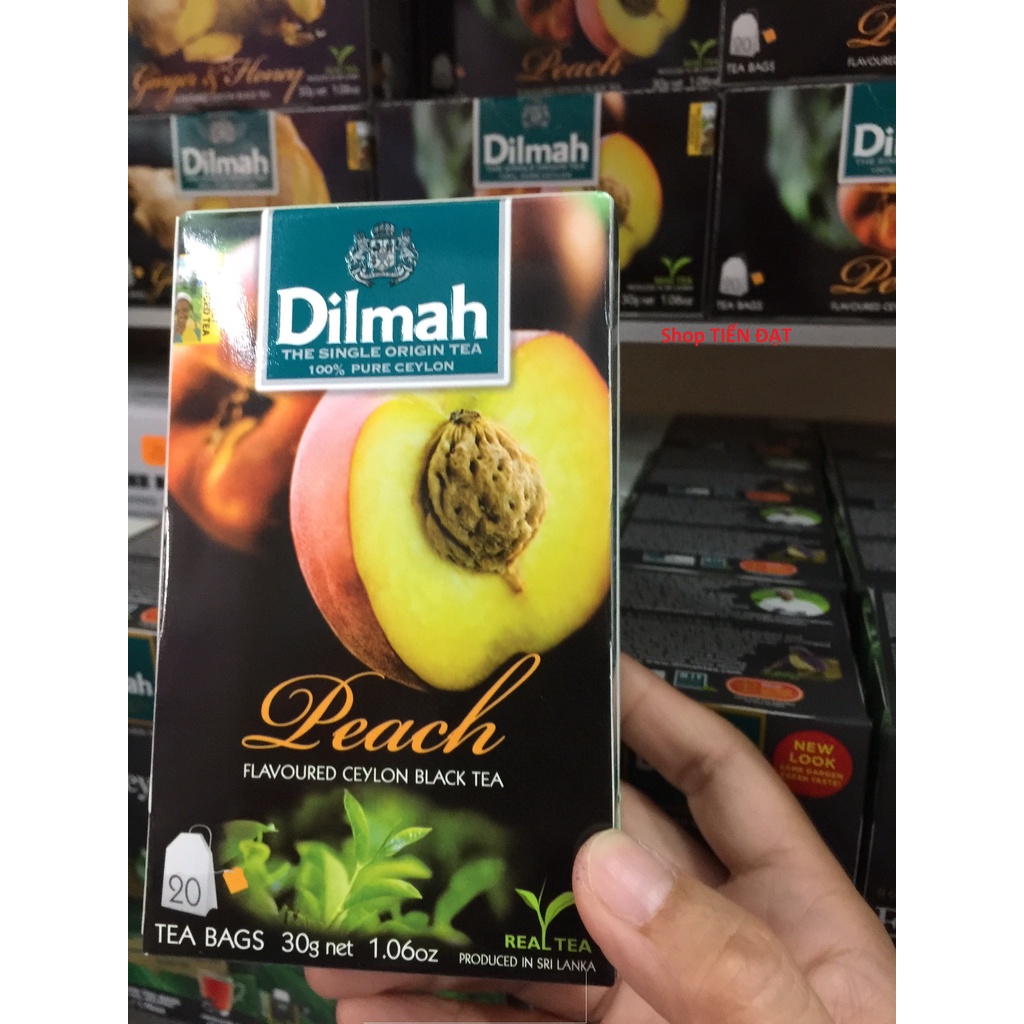 Trà Dilmah Đào/Gừng mật ong hộp 30g  -