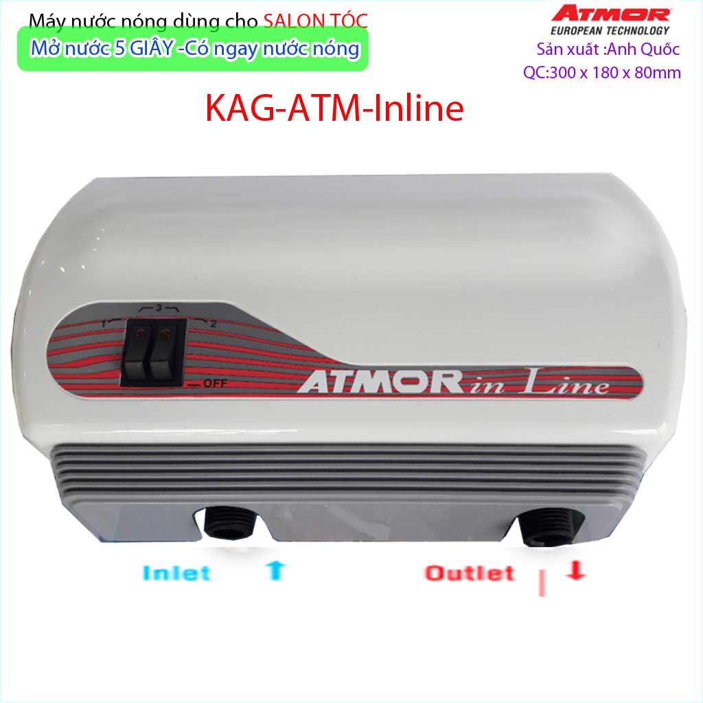 Máy nước nóng dùng cho Salon tóc KAG-ATM-Inline, 1 máy nước nóng Atmor cho nhiều ghế gội  sử dụng tốt siêu bền