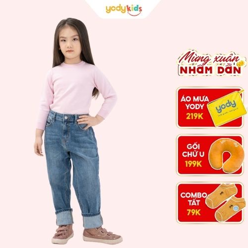 Quần jean trẻ em Yody cạp chun ống suông QJK5011