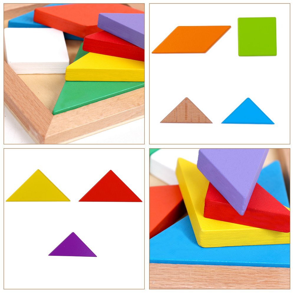 Đồ chơi xếp hình Tangram gỗ thông minh giáo dục montessori cho bé tư duy phát triển trí tuệ Space Kids