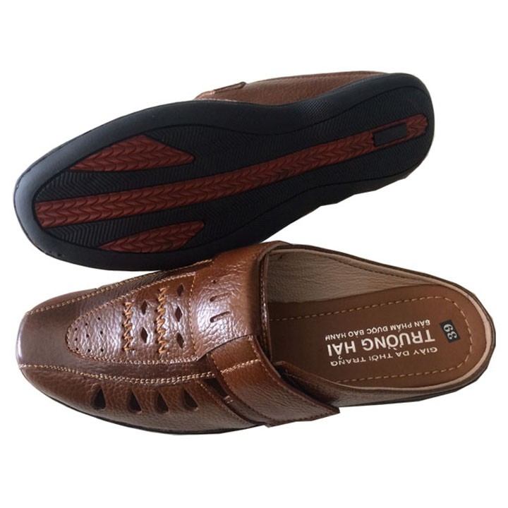 Dép bít mũi nam da bò mùa hè thơi trang cao cấp TH BM215