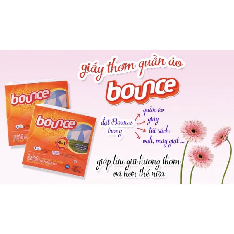 Set 2 Tờ Giấy Thơm Quần Áo Chống Nhăn Bounce - Chính Hãng Mỹ