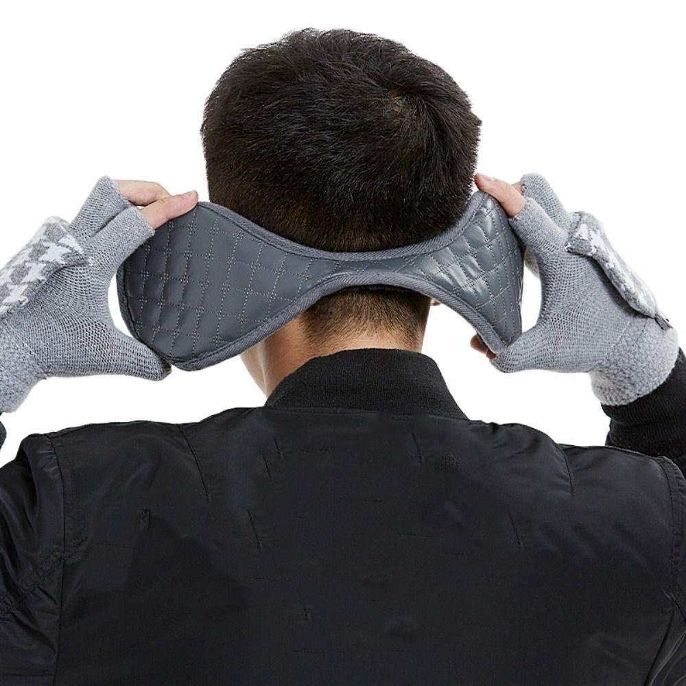 Bông Tai WMES15H Phủ Lông PU Dày Dặn Họa Tiết Sọc Caro Màu Trơn Thời Trang Cho Nam Và Nữ