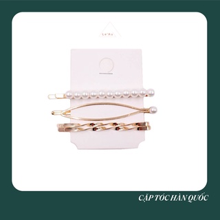 Set Cặp Tóc Hàn Quốc Cặp Tóc Đính Ngọc Thời Trang Kẹp Tóc Đính Ngọc Cao Cấp_Leau CT13