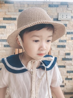 Set túi mũ bằng sợi thô cho bé