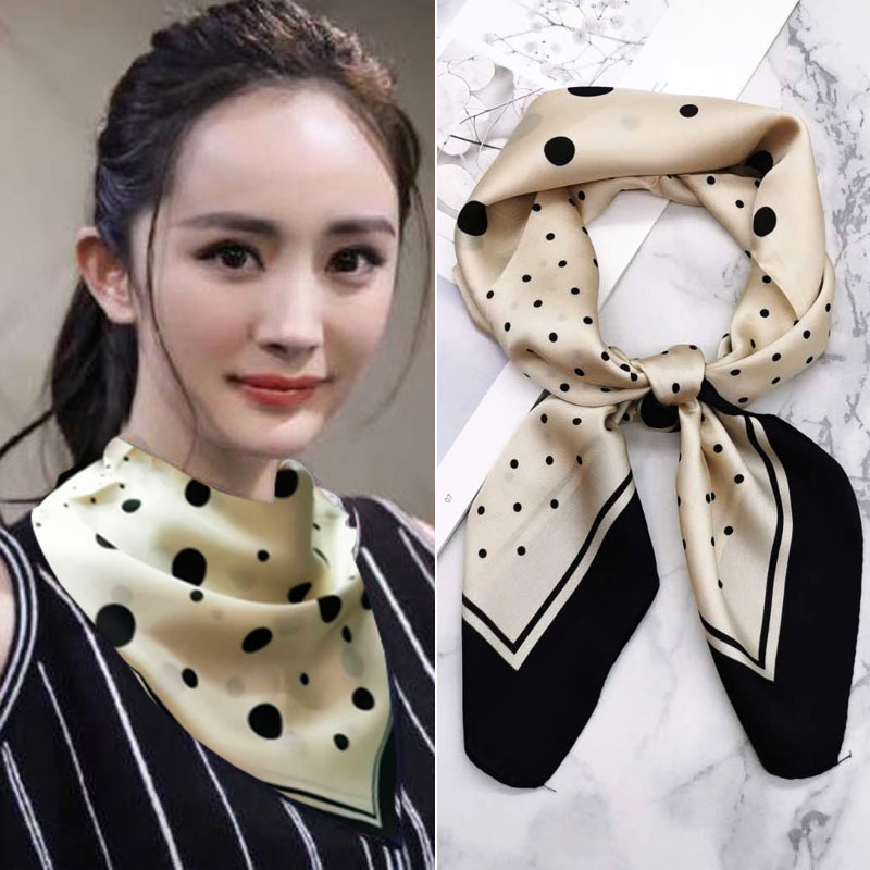 Khăn quàng cổ hình vuông 70cm bằng lụa giả thiết kế mới thời trang cho nữ