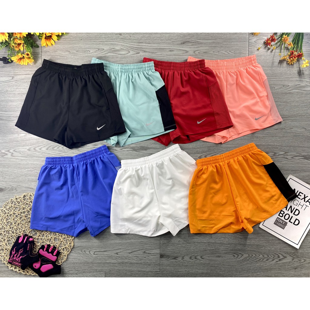 Quần short thể thao nữ 2 lớp tập gym yoga ecrobic vải dù