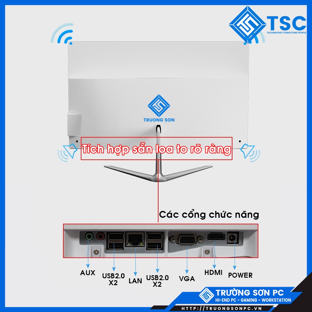 Bộ Máy Tính TSC AIO ALL IN ONE CPU Intel® Core™ i3 | Ram 4Gb | SSD 128Gb | Tích Hợp Wifi/ Loa | Màn 19/ 22/ 24 inch HD+