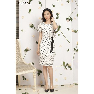 Đầm nữ bi nơ eo GUMAC MS12090_TRANG