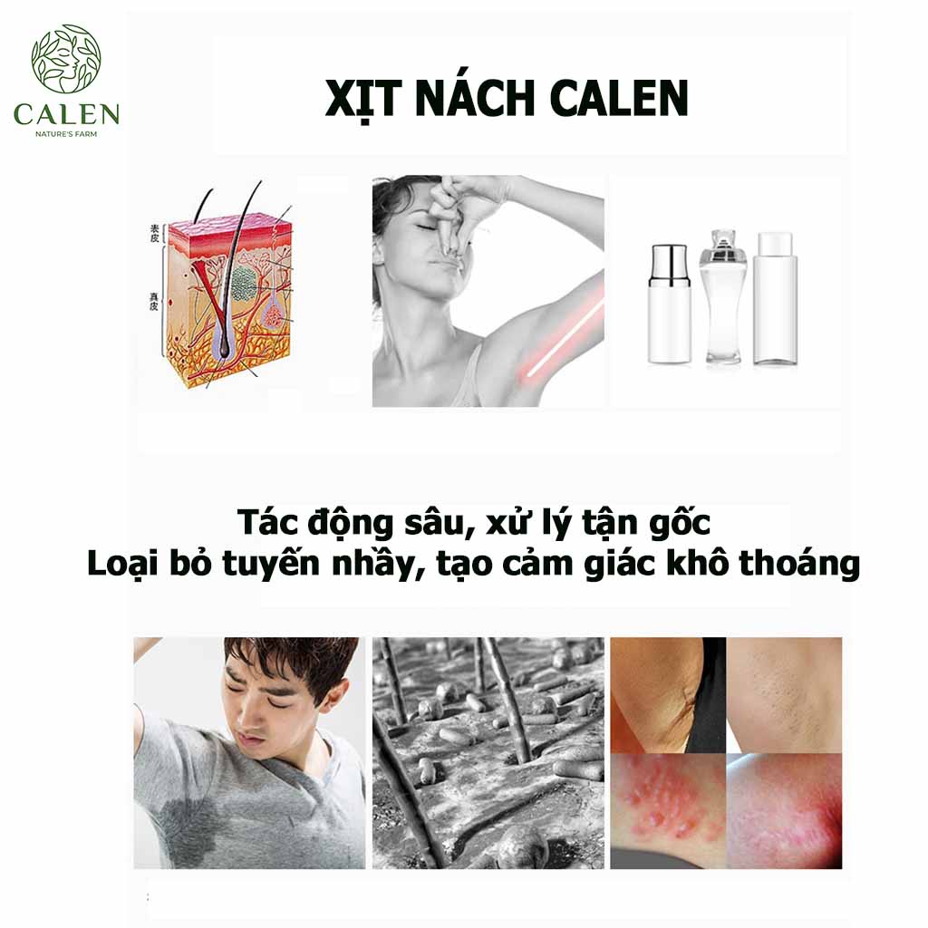 Xịt khử mùi hôi nách Calen ngăn ngừa mồ hôi xử lí vi khuẩn gây mùi chai xịt 50ml