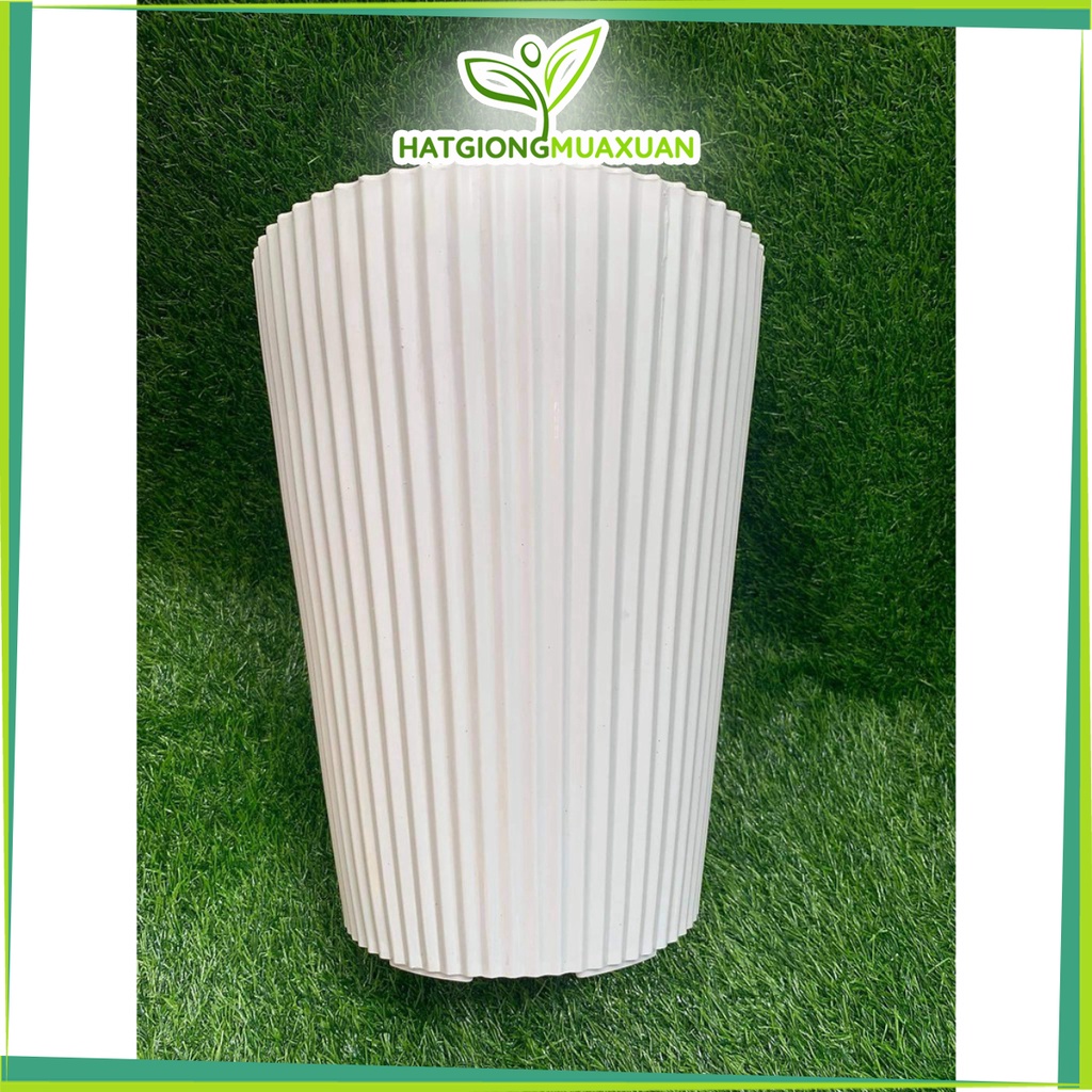 Chậu gân sọc số 3 tròn cao, chậu trồng cây cao cấp kt 23x29cm