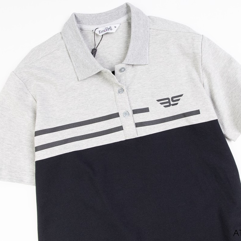 Áo Polo nam cổ bẻ phối UCO vải cotton cá sấu cao cấp, chuẩn form, sang trọng lịch sự màu đen, ghi ATS0444 - EMSPO
