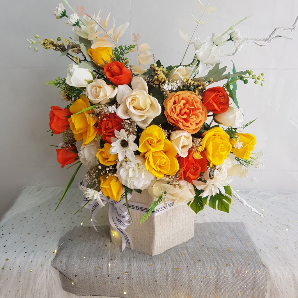 |HOT|Giỏ hoa sáp Vàng Vầng Trăng ‎|Hoa sáp Lily Hà Nội sỉ ưu đãi