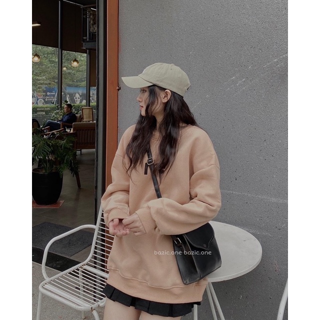 Áo sweater nỉ bông form rộng, áo nỉ bông in chữ Bazic one | BigBuy360 - bigbuy360.vn