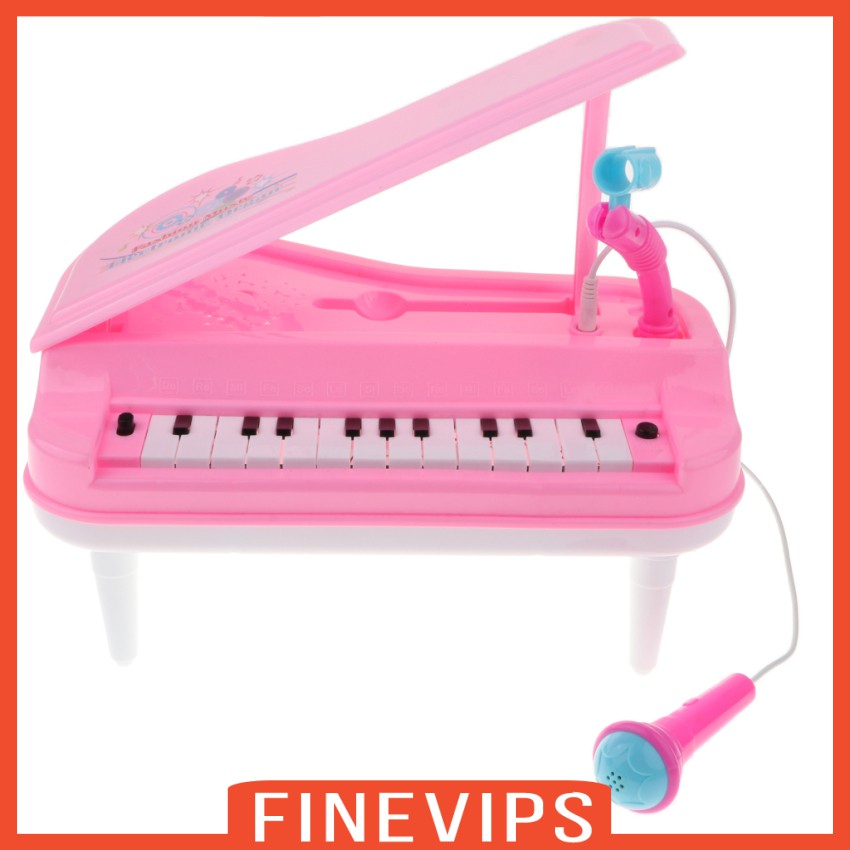 Đàn Piano Điện Tử 23 Phím Prettyia Kèm Micro Màu Hồng Cho Bé