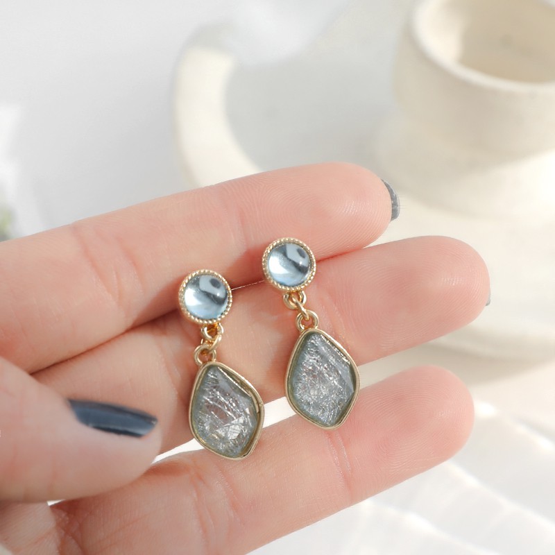 Bông tai màu xanh nước biển cao cấp MS175