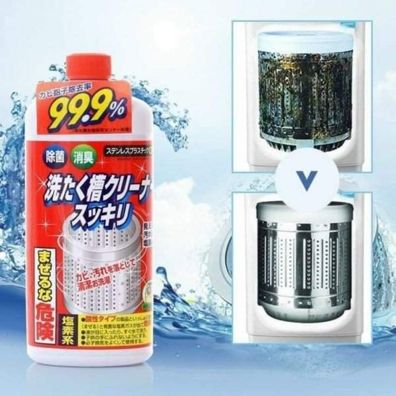 Dung dịch vệ sinh tẩy lồng máy giặt Papai Nhật Bản Chính Hãng chai 550g, diệt khuẩn khử mùi ẩm mốc