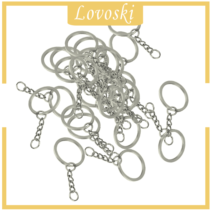 [LOVOSKI]30pcs Metal Split Keychain Rings With Chain 28mm Open Jump Ring DIY Key Ring