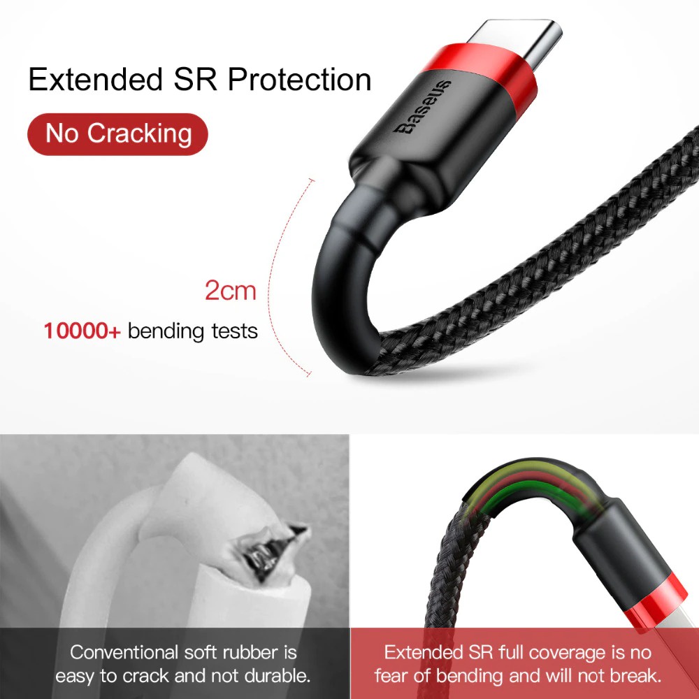 Cáp sạc nhanh, truyền dữ liệu tốc độ cao Baseus Cafule Type C cho Samsung/ Xiaomi/ Huawei/ Oppo/Nokia