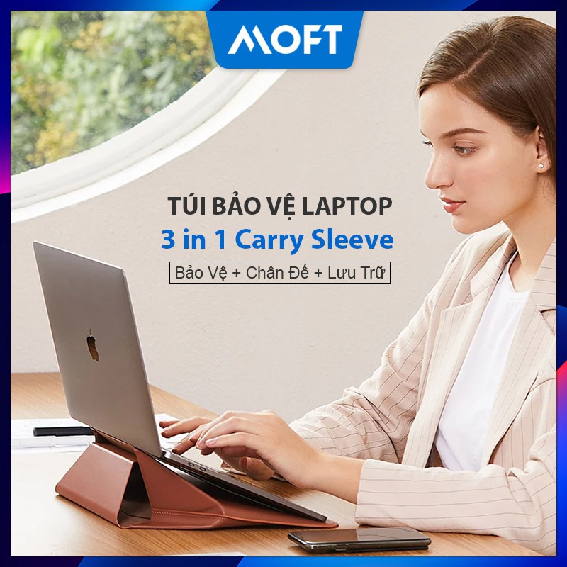 🔥Túi Chống Sốc Laptop MacBook 13~16", MOFT Carry Sleeve 3 in 1, Túi Bảo Vệ + Chân Đế Laptop, Da PU Cao Cấp Siêu Mỏng