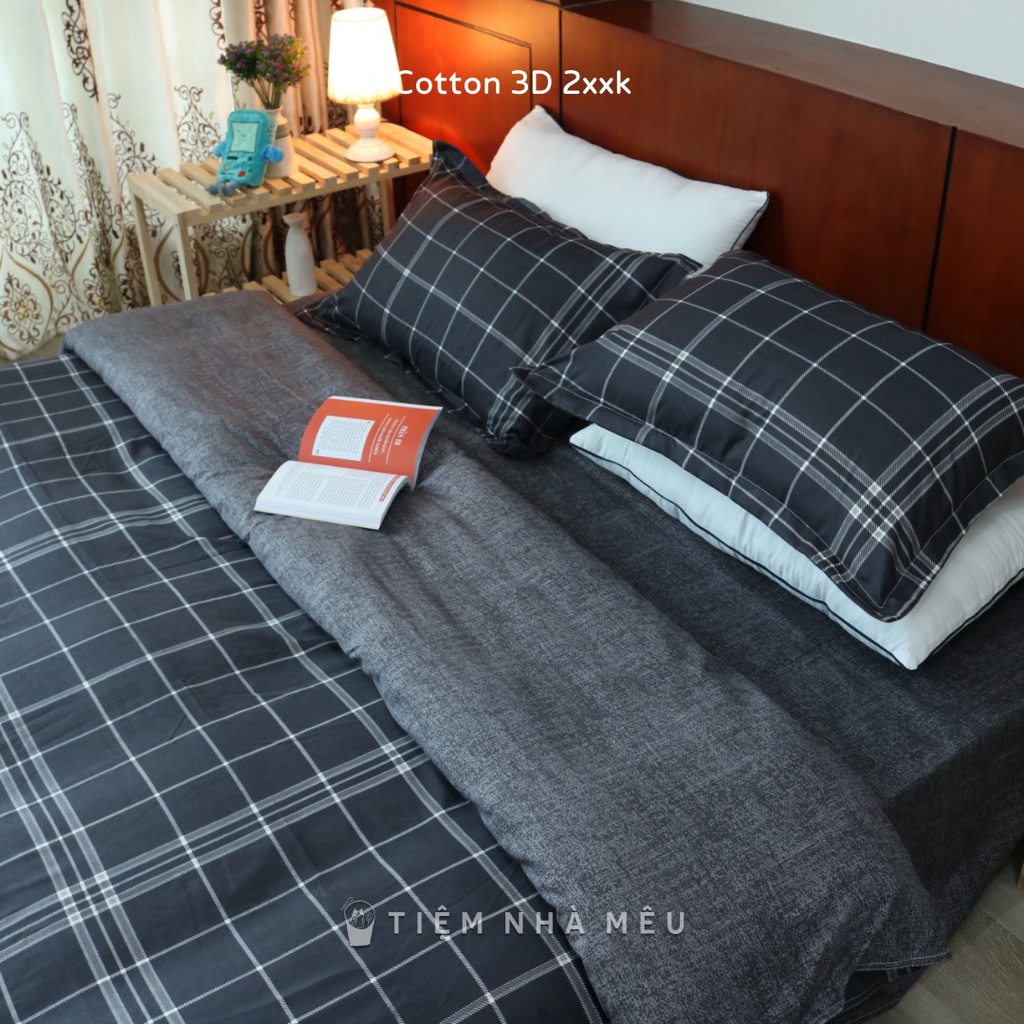(Nhiều Mẫu Mới - Full Size ) Bộ 4 Món Chăn Ga Gối ✨ m6/m8/2m✨ Họa Tiết Basic Caro Cotton 80% Tiệm Nhà Mêu | BigBuy360 - bigbuy360.vn
