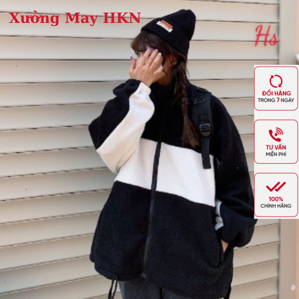 Áo Khoác Lông Nữ Phối 2 Màu Mã 607 Xưởng May HKN