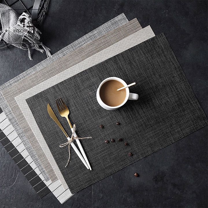 Thảm trải bàn chén dĩa vải PVC cao cấp dày dặn hình chữ nhật 30x45cm TTB