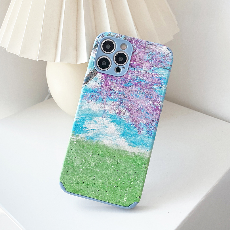 Art Oil Painting Series Landscape Flowers Camera Protection Shatter-resistant Lambskin Phone Case For iPhone 12 Pro Max 12Pro 12 Mini iPhone SE2020 11Pro Max 11Pro 11 iX XR XS Max 7 8 Plus Full Coverage case