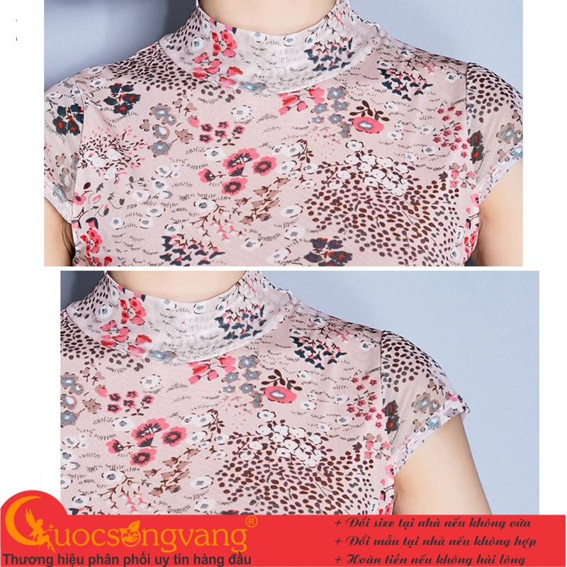 Áo thun lưới in hoa áo kiểu trong lót cotton GLA277 Cuocsongvang